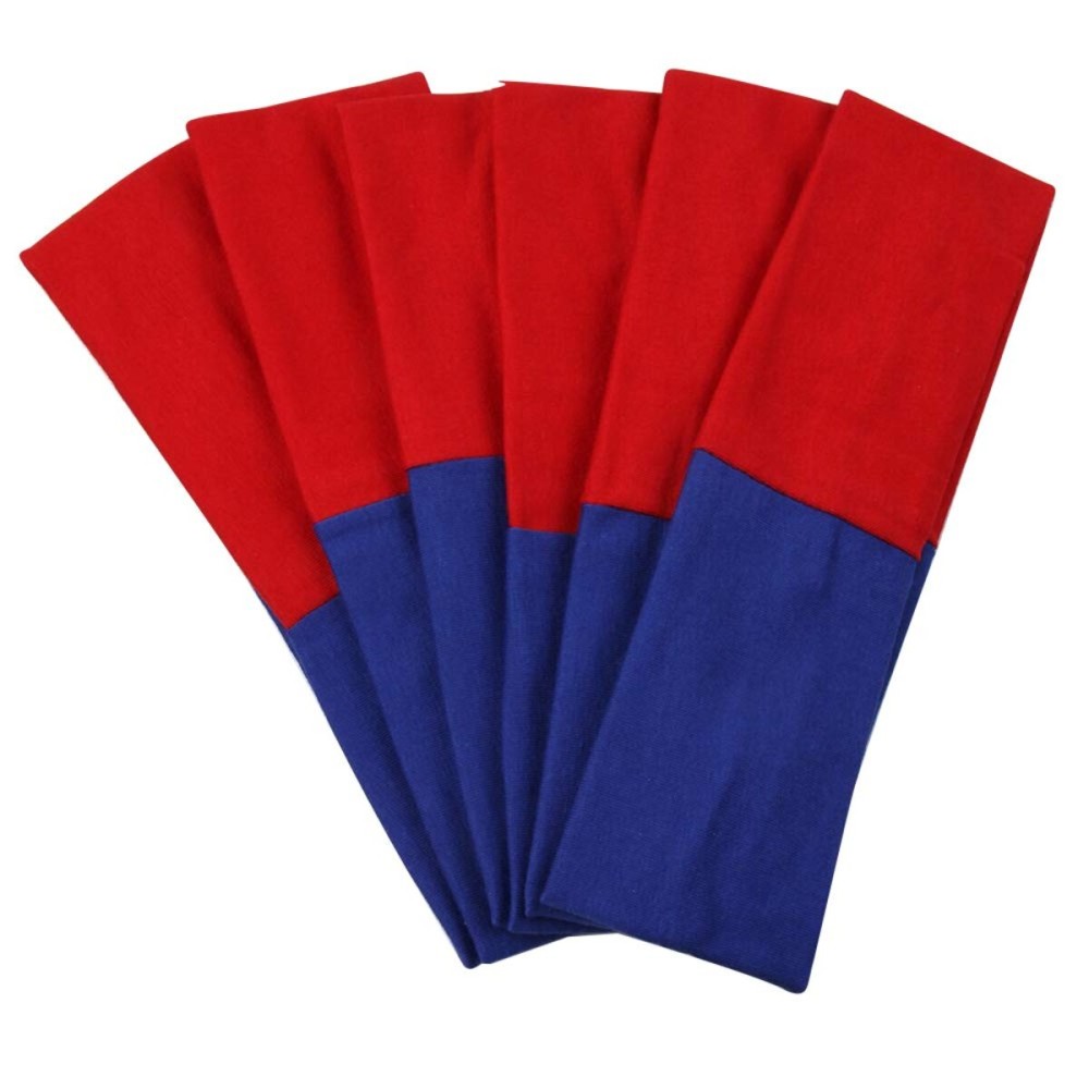 Headbands Hairband Cotton Soft and Stretchy Elastic Solid Color 6 Pcs Per Lot (Royal Blue/Red)