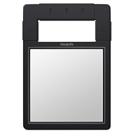 TASALON Hand Mirrors with Handle - Unbreakable Handheld Mirror with Silicone Handle for Barber, Salon, Makeup or Shower - Black