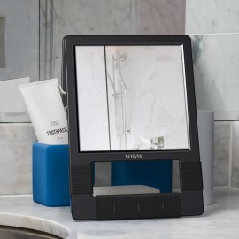 TASALON Hand Mirrors with Handle - Unbreakable Handheld Mirror with Silicone Handle for Barber, Salon, Makeup or Shower - Black