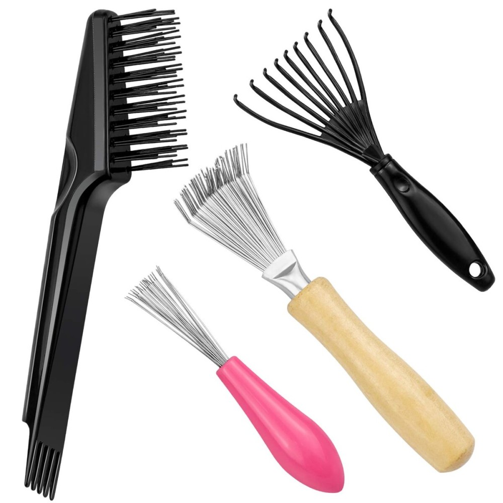 SelfTek 4 Pack Hair Brush Cleaning Tool for Removing Hair and Dust - Home or Salon Use