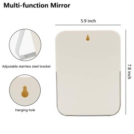 YEAKE Table Desk Vanity Makeup Mirror,8-Inch Portable Folding Mirror with Metal Stand 90Adjustable Rotation Tavel Make Up Mirror Hanging Bathroom for Shower Shaving(White)