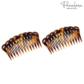Parcelona French Swirl Savana Light Shell Small 2  Celluloid Set of 2 Side Hair Combs for Women and Girls Parcelona French Swirl Savana Light Shell Small 2  Celluloid Set of 2 Side Hair Combs for Women and Girls