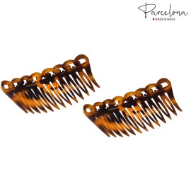 Parcelona French Swirl Savana Light Shell Small 2  Celluloid Set of 2 Side Hair Combs for Women and Girls Parcelona French Swirl Savana Light Shell Small 2  Celluloid Set of 2 Side Hair Combs for Women and Girls