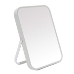 YEAKE Table Desk Vanity Makeup Mirror,8-Inch Portable Folding Mirror with Metal Stand 90Adjustable Rotation Tavel Make Up Mirror Hanging Bathroom for Shower Shaving(Gray)