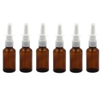 UPSTORE 6PCS 30ML/1oz Empty Refillable Amber Glass Nasal Sprayers Vial Bottle Jar Pump Clean Spray Storage Container Sample Travel Packing Pot For Makeup Cosmetic Applications