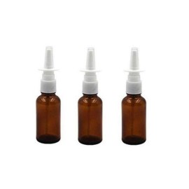 UPSTORE 6PCS 30ML/1oz Empty Refillable Amber Glass Nasal Sprayers Vial Bottle Jar Pump Clean Spray Storage Container Sample Travel Packing Pot For Makeup Cosmetic Applications