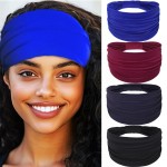 Woeoe African Headbands Knotted Hairbands Black Yoga Sport Head Wraps Wide Elastic Head Scarf for Women and Girls (Pack of 4)