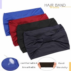 Woeoe African Headbands Knotted Hairbands Black Yoga Sport Head Wraps Wide Elastic Head Scarf for Women and Girls (Pack of 4) Woeoe African Headbands Knotted Hairbands Black Yoga Sport Head Wraps Wide Elastic Head Scarf for Women and Girls (Pack of 4)