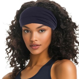 Woeoe African Headbands Knotted Hairbands Black Yoga Sport Head Wraps Wide Elastic Head Scarf for Women and Girls (Pack of 4) Woeoe African Headbands Knotted Hairbands Black Yoga Sport Head Wraps Wide Elastic Head Scarf for Women and Girls (Pack of 4)