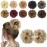 MORICA 2PCS Messy Bun HairPiece Scrunchies - Synthetic Scrunchies Curly Wavy Ponytail HairExtention for ThinHair Women (AshBlonde & BleachBlonde)