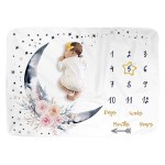 BUTTZO Floral Moon Baby Monthly Milestone Blanket, 40 x 60, Fleece, Unisex, Lightweight