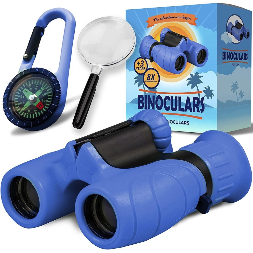 Binoculars for Kids for Toddler - for Little Boys and Girls - Extensive Set Incl. Magnifying Glass & Compass - Powerful Magnification 8X21 - 3 to 12 Year Old Kids