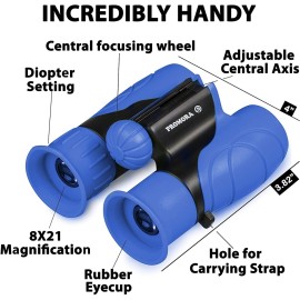 Binoculars for Kids for Toddler - for Little Boys and Girls - Extensive Set Incl. Magnifying Glass & Compass - Powerful Magnification 8X21 - 3 to 12 Year Old Kids