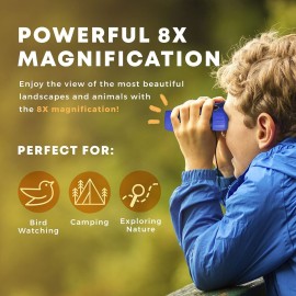 Binoculars for Kids for Toddler - for Little Boys and Girls - Extensive Set Incl. Magnifying Glass & Compass - Powerful Magnification 8X21 - 3 to 12 Year Old Kids