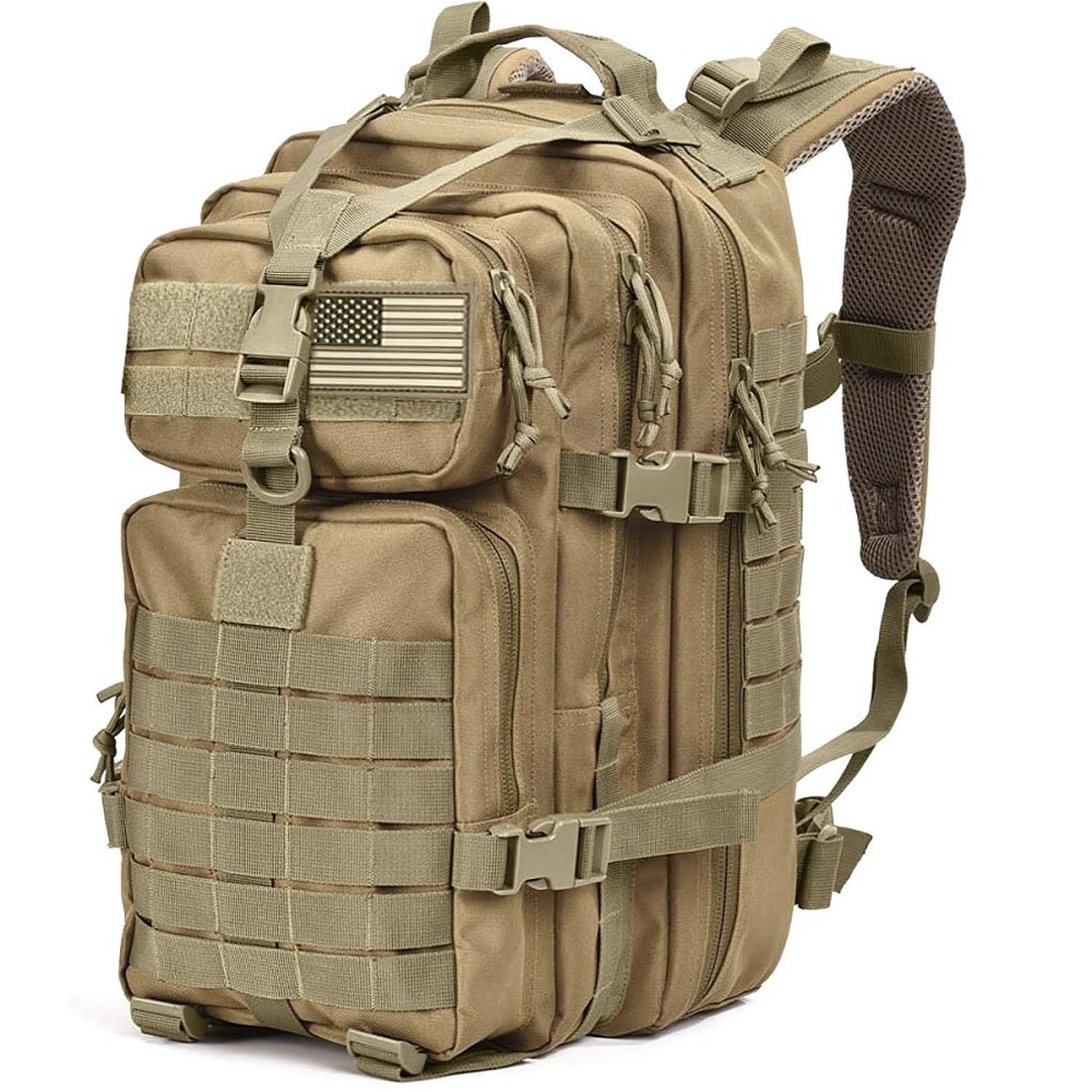Tru Salute 45L Military Tactical Backpack Large Army 3 Day Assault Pack Molle Bug out Bag Rucksack (Tan)
