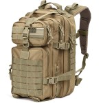Tru Salute 45L Military Tactical Backpack Large Army 3 Day Assault Pack Molle Bug out Bag Rucksack (Tan)