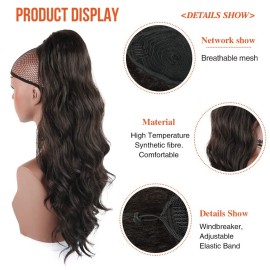 CINHOO Natural Black Long Body Wavy Drawstring Ponytail Extension Drawstring Heat Resistant 24 Inch Curly Wavy Pony Tail Hair Bun Hair Peace for Women(2) CINHOO Natural Black Long Body Wavy Drawstring Ponytail Extension Drawstring Heat Resistant 24 Inch Curly Wavy Pony Tail Hair Bun Hair Peace for Women(2)