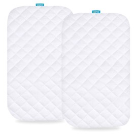 Bassinet Mattress Pad Cover Compatible with Mika Micky Bedside Sleeper, 2 Pack, Waterproof Quilted Ultra Soft Surface, Breathable and Easy Care