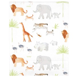 NoJo Watercolor Jungle Animals Crib Sheet - Mini Fitted Crib Sheet - Designed in The USA - 24 X 38 X 5, Orange, Grey, Light Blue