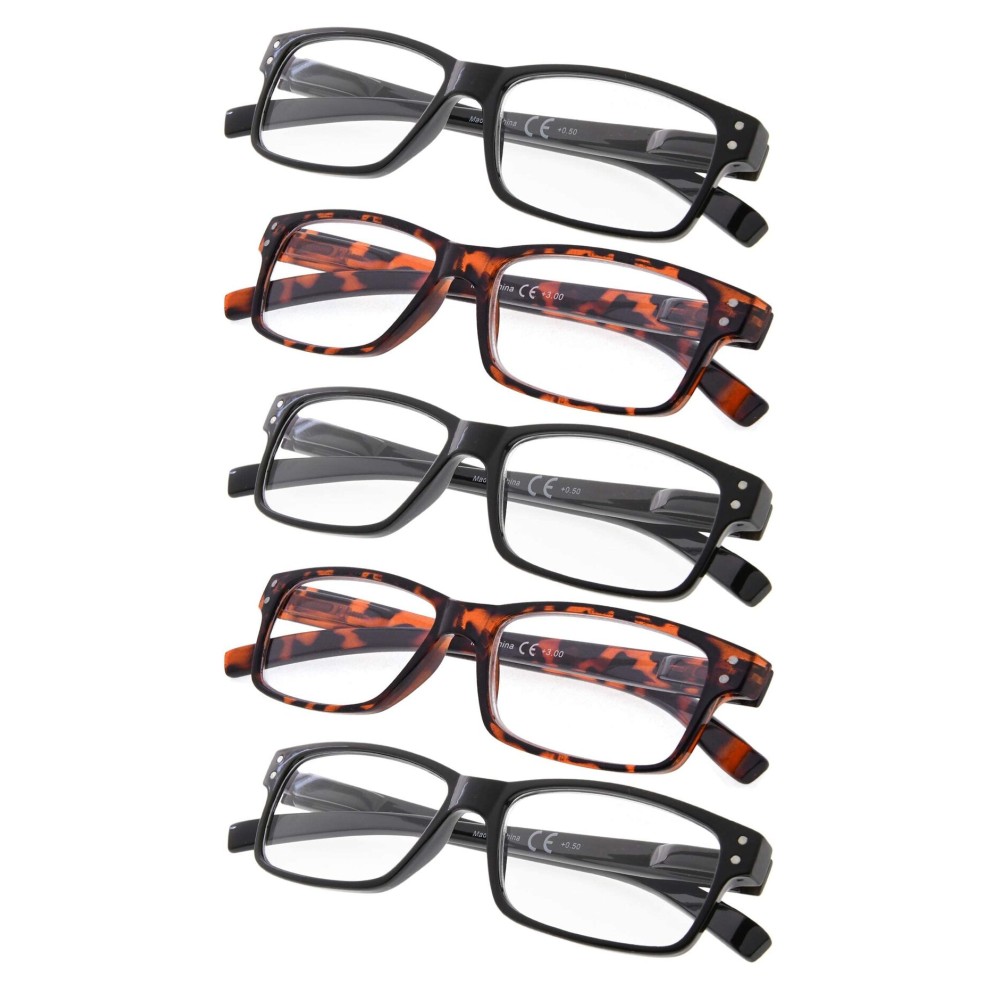 Gr8Sight Reading Glasses 5-Pack Spring Hinges for Women and Men Readers Includes 3 Black 2 Tortoise Gr8Sight Reading Glasses 5-Pack Spring Hinges for Women and Men Readers Includes 3 Black 2 Tortoise
