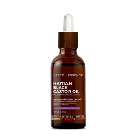 Kreyol Essence - Haitian Black Castor Oil for Skin and Hair, Glass Bottle - Cold Pressed Castor oil, Fuller-Looking Hair, Hexane Free, Natural Humectant