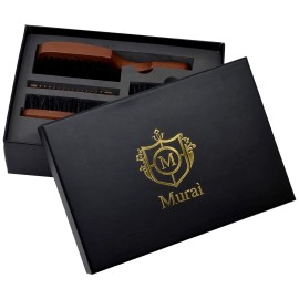 Murai Beard Kit for Men Gift Set Mens Beard Grooming Kit - Military Paddle Hair Brush, Large Handle Beard Brush, Pocket Sized Oval Beard Brush, Wood Beard Comb, and Hairbrush Cleaner Murai Beard Kit for Men Gift Set Mens Beard Grooming Kit - Military Paddle Hair Brush, Large Handle Beard Brush, Pocket Sized Oval Beard Brush, Wood Beard Comb, and Hairbrush Cleaner