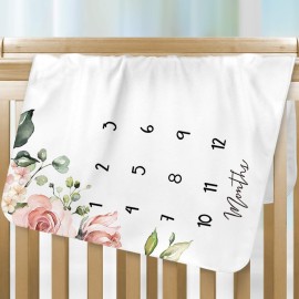 Kute \'n\' Koo Premium Fleece Baby Monthly Milestone Baby Blanket for Boy Girl | Large Personalized Photography Background Blankets | Thick Flannel for Mom Newborn