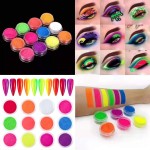 MEILINDS Colorful Fluorescent Nail Powder Gradient Iridescent Nail Pigment Glitter Rainbow Powder, Neon Pigment Eyeshadow Powder Face Body Nail Art Dust Decoration 12 Colors