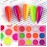 MEILINDS Colorful Fluorescent Nail Powder Gradient Iridescent Nail Pigment Glitter Rainbow Powder, Neon Pigment Eyeshadow Powder Face Body Nail Art Dust Decoration 12 Colors