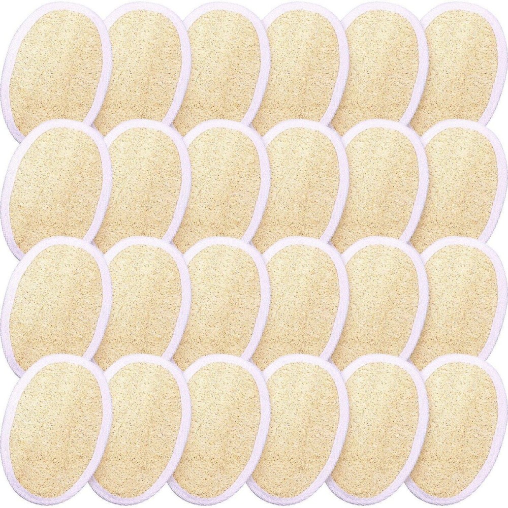 24 Pieces Exfoliating Loofah Sponge Pads Facial Body Bath Shower Loofah Sponge Pad Natural Exfoliating Scrubber Brush for Men Women Bath and Spa