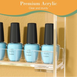 FEMELI 21 * 21 Inch Nail Polish Wall Rack, Easy to Install, Clear Acrylic Nail Polish Display Holder Organizer 6 Tier Hold Up To 90-120 Bottles