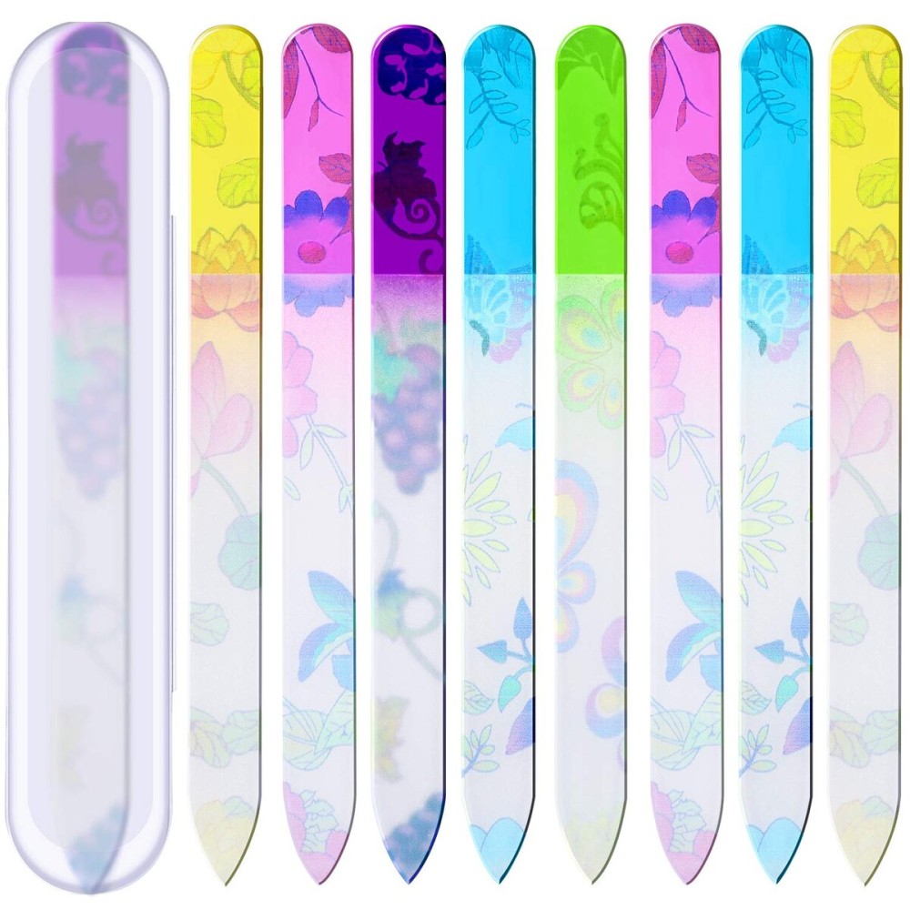 Mudder 8 Pack Glass Nail Files with Cases Colorful Pattern Printed Nail Buffers Crystal Fingernail Files with Travel Protective Cases for Professional Manicure Supplies Mudder 8 Pack Glass Nail Files with Cases Colorful Pattern Printed Nail Buffers Crystal Fingernail Files with Travel Protective Cases for Professional Manicure Supplies