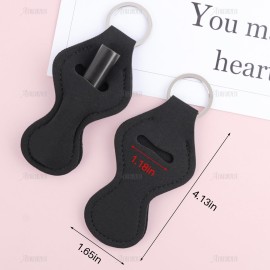 AUEAR, Lip Balm Holder Key Ring Lanyard Lipstick ChapStick Chain Holders for Group of Coworkers (10 Pack, Black)