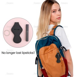 AUEAR, Lip Balm Holder Key Ring Lanyard Lipstick ChapStick Chain Holders for Group of Coworkers (10 Pack, Black)