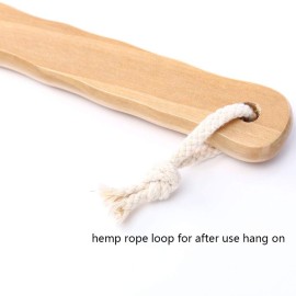 HiKin Dry Bath Body Brush 12.6, Long Handle Natural Bristles Shower Brush Back Scrubber with Anti-Slip Wooden Handle, Good for Exfoliating, Blood Circulation, Detox and Cellulite, etc.