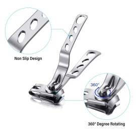 Mudder 3 Pieces 360 Degree Rotary Nail Clippers Set, Stainless Steel Fingernail Toenail Clippers Trimmer and Cutter with Nail File, Easy Grip Fingernail Cutter Gifts for Men and Women