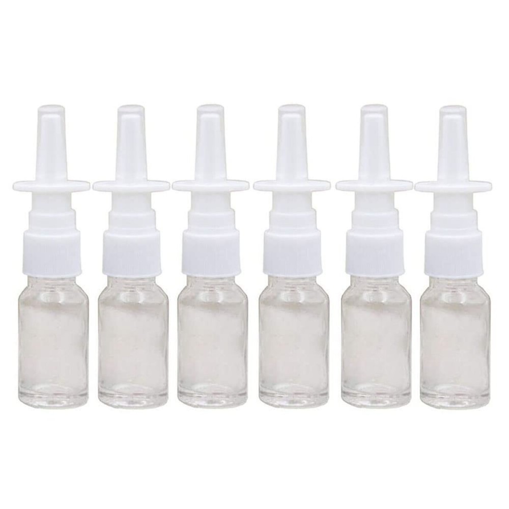 NARAMAX 6PCS 10ml/0.34oz Empty Clear Glass Nasal Spray Bottle Pot With Fine Mist Sprayers Atomizers Pump Snoot Cleanser Container for Saline Applications Makeup Cosmetics Essential Oils NARAMAX 6PCS 10ml/0.34oz Empty Clear Glass Nasal Spray Bottle Pot With Fine Mist Sprayers Atomizers Pump Snoot Cleanser Container for Saline Applications Makeup Cosmetics Essential Oils