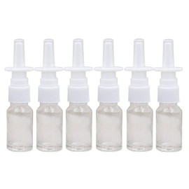 NARAMAX 6PCS 10ml/0.34oz Empty Clear Glass Nasal Spray Bottle Pot With Fine Mist Sprayers Atomizers Pump Snoot Cleanser Container for Saline Applications Makeup Cosmetics Essential Oils