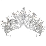 Yolmina Baroque Queen Crown, Sliver Wedding Crown and Tiara for Bride Handmade Princess Crystal Rhinestone Headband Tiaras for Women, Fairy Hair Accessories for Wedding Halloween Party Music Festival