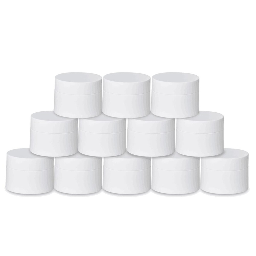 Plastic Containers Akamino White Plastic Lotion Jar with Inner Liners and Dome Lids for Make-up Cosmetic, Creams, Lotions, Refillable Travel Airtight Container Storage (1.25 Oz, 37 ML, 12 PCS)
