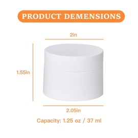 Plastic Containers Akamino White Plastic Lotion Jar with Inner Liners and Dome Lids for Make-up Cosmetic, Creams, Lotions, Refillable Travel Airtight Container Storage (1.25 Oz, 37 ML, 12 PCS)