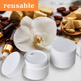Plastic Containers Akamino White Plastic Lotion Jar with Inner Liners and Dome Lids for Make-up Cosmetic, Creams, Lotions, Refillable Travel Airtight Container Storage (1.25 Oz, 37 ML, 12 PCS)