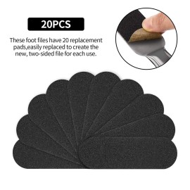 Mudder 2 Pieces Stainless Steel Pedicure Foot File Callus Remover Foot Scrubber Rasp with 20 Replaceable Coarse/Fine Double Side Reusable Pads for Care Cracked Skin Callus Remover Tool(Silver)