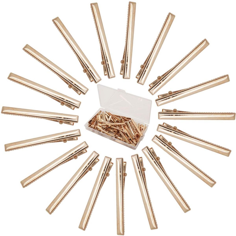 Qearl 50 Pieces 2.36 Inch DIY Alligator Hair Clips Gold Hair Clips with Teeth for Bows DIY Accessories Salon and Baby Girls Bows(6CM)