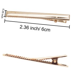 Qearl 50 Pieces 2.36 Inch DIY Alligator Hair Clips Gold Hair Clips with Teeth for Bows DIY Accessories Salon and Baby Girls Bows(6CM)
