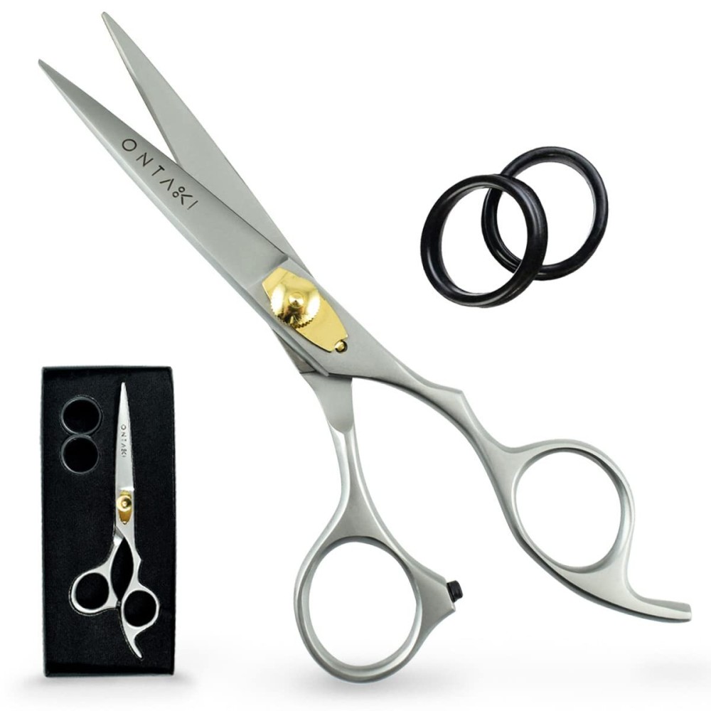 Ontaki Hair Cutting Scissors 6.5 - Japanese Steel Shears for Beard & Mustache - Hand-Forged Tool for Barbers, Men & Women - Sharp Hair Shears Ontaki Hair Cutting Scissors 6.5 - Japanese Steel Shears for Beard & Mustache - Hand-Forged Tool for Barbers, Men & Women - Sharp Hair Shears