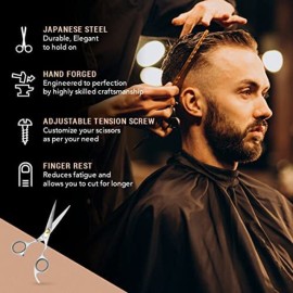 Ontaki Hair Cutting Scissors 6.5 - Japanese Steel Shears for Beard & Mustache - Hand-Forged Tool for Barbers, Men & Women - Sharp Hair Shears Ontaki Hair Cutting Scissors 6.5 - Japanese Steel Shears for Beard & Mustache - Hand-Forged Tool for Barbers, Men & Women - Sharp Hair Shears