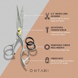 Ontaki Hair Cutting Scissors 6.5 - Japanese Steel Shears for Beard & Mustache - Hand-Forged Tool for Barbers, Men & Women - Sharp Hair Shears Ontaki Hair Cutting Scissors 6.5 - Japanese Steel Shears for Beard & Mustache - Hand-Forged Tool for Barbers, Men & Women - Sharp Hair Shears