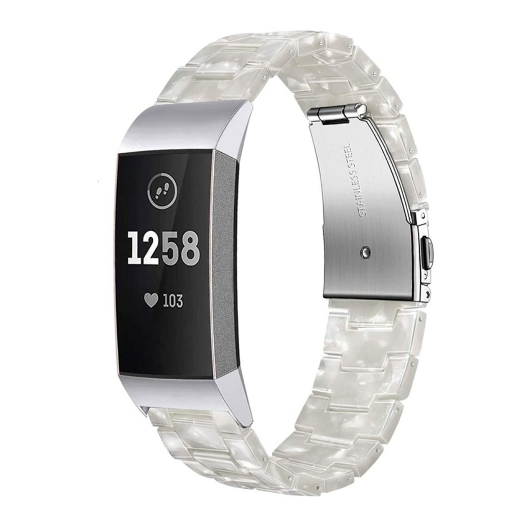 Wongeto Resin Bands Compatible for Fitbit Charge 4 / Charge 3 Bands and Charge 3 SE BandReplacement Wrist Accessory Rose Gold Buckle Fitness Bands Straps Bracelet Wristbands Women Men (Pear white)