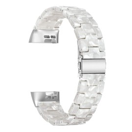 Wongeto Resin Bands Compatible for Fitbit Charge 4 / Charge 3 Bands and Charge 3 SE BandReplacement Wrist Accessory Rose Gold Buckle Fitness Bands Straps Bracelet Wristbands Women Men (Pear white)